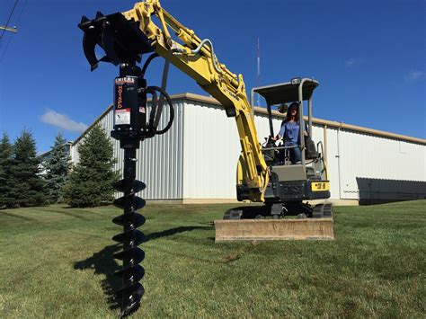 auger drive mini excavator|mini excavator auger mount.